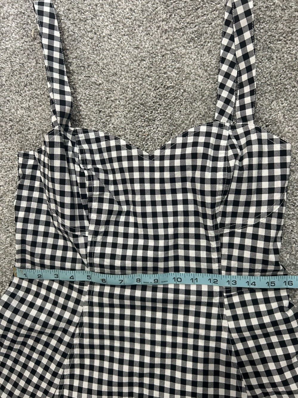 Avec Les Filles Black & White Gingham Sweetheart Lined Midi Zipper Dress Size 14 - Picture 8 of 16